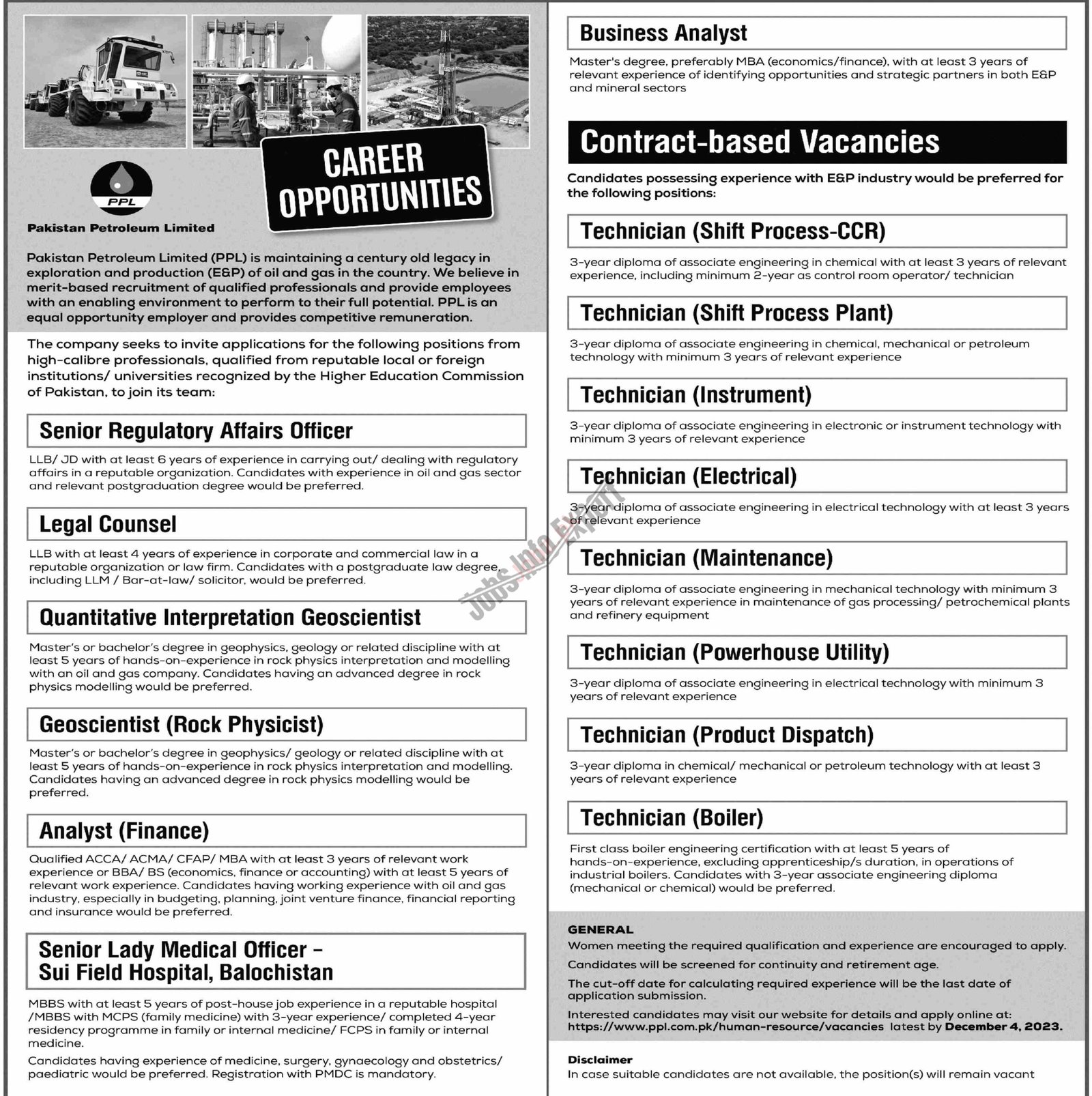 Pakistan Petroleum Limited PPL Jobs 2023 Advertisement